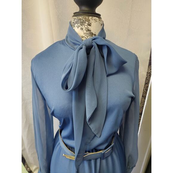 Midi bow Blue Vintage Pin-up 40's dress sz 14 **read** - Picture 3 of 6